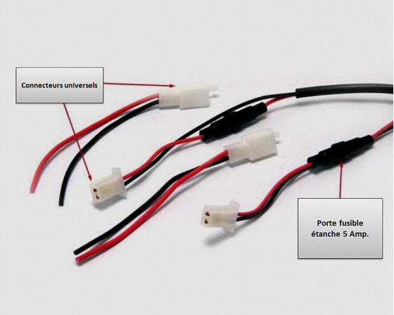 Porte fusible étanche pré câblé 12 volts + fusible 20 ampères