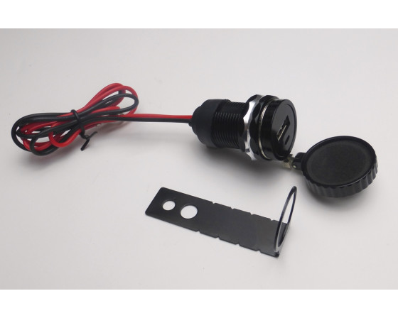 ENSEMBLE MONTRE/PRISE USB AVEC SUPPORT ALUMINIUM NOIR